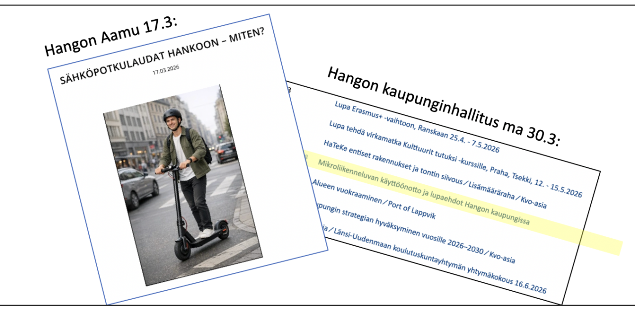 Sähköpotkulautailuun Hangossa ehdotetaan selkeitä sääntöjä sekä ajo-ja pysäköintirajoituksia